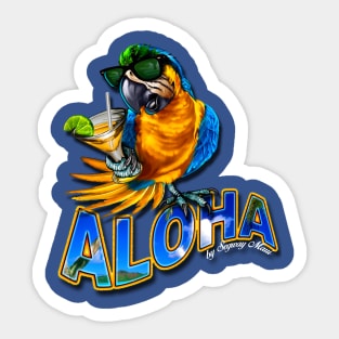 Drinking Parrot with Aloha Sticker